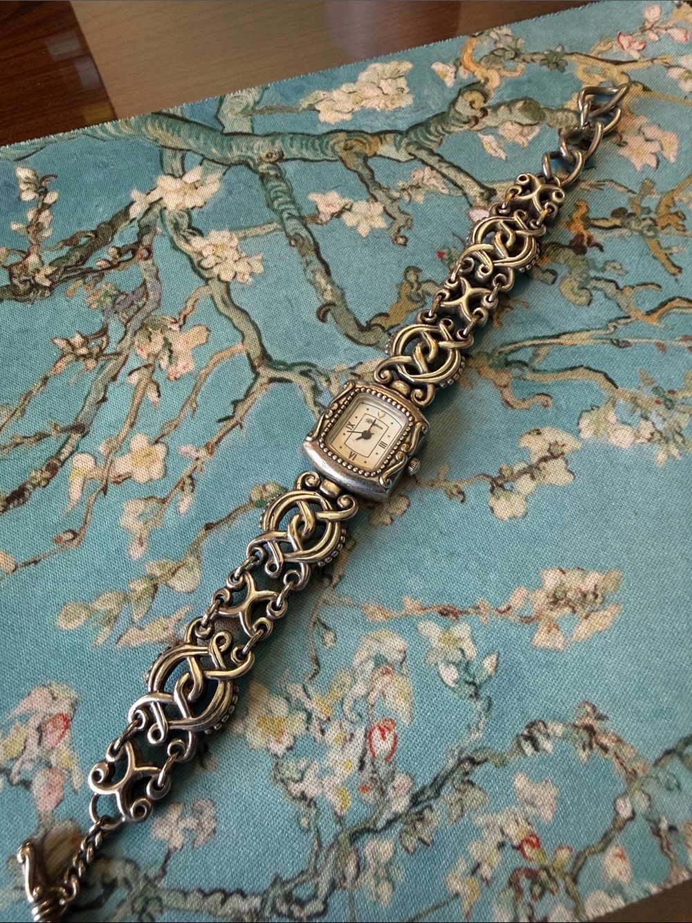VINTAGE Brighton Rosarita Style Silver Ornate Link Bracelet Watch